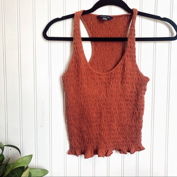 American Eagle Outfitters Tops - AEO NWOT Burnt Orange Ruched Tank